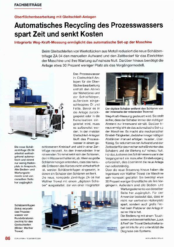 Automatisches Recycling des Prozesswassers